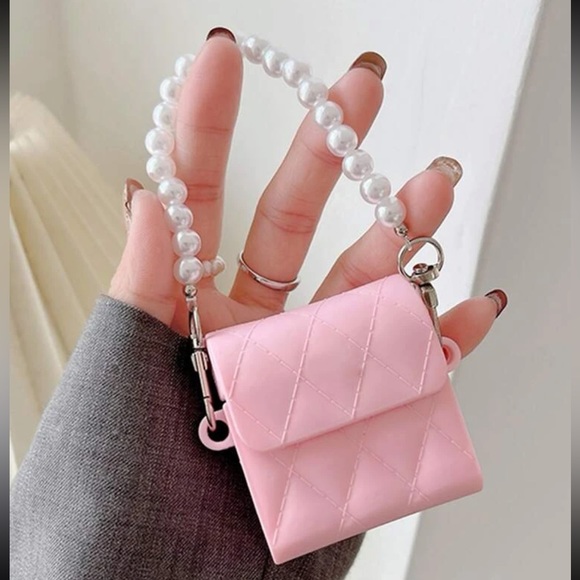 Other - Pink Handbag AirPods Pro Case with Faux Pearl Handstrap